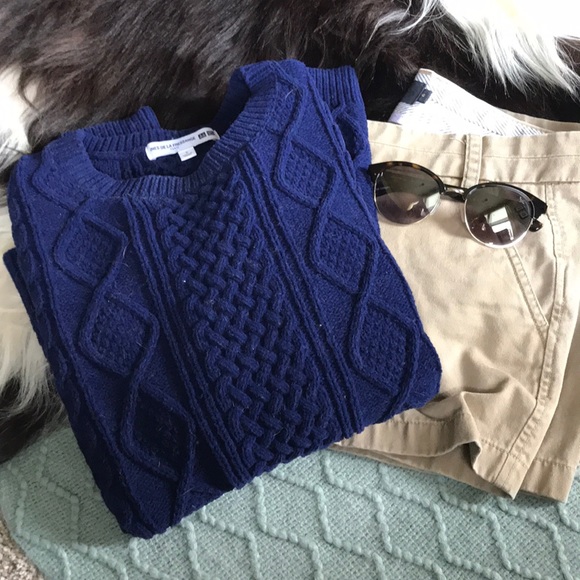 Uniqlo Sweaters - Uniqlo navy cable knit pullover